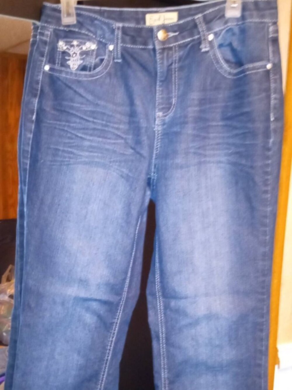 Earl jeans stretch embellished straight leg 10